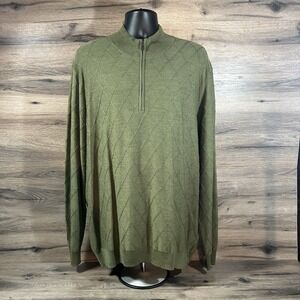 Jos. A. Bank Traveler Mens Merino Wool Long Sleeve Pullover 1/4 Zip Sweater 2X